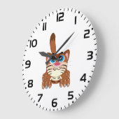 Spielende Katze mit Big Blue Eyes Fun Whimsical Ki Große Wanduhr (Winkel)