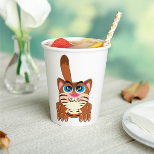 Spielende Katze mit Big Blue Eyes Fun Whimsical Ki Pappbecher