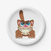 Spielende Katze mit Big Blue Eyes Fun Whimsical Ki Pappteller (Vorderseite)