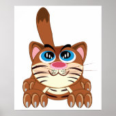 Spielende Katze mit Big Blue Eyes Fun Whimsical Ki Poster (Vorne)