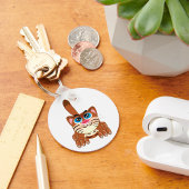 Spielende Katze mit Big Blue Eyes Fun Whimsical Ki Schlüsselanhänger