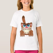 Spielende Katze mit Big Blue Eyes Fun Whimsical Ki T-Shirt (Vorderseite)