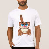 Spielende Katze mit Big Blue Eyes Fun Whimsical Ki T-Shirt (Vorderseite)
