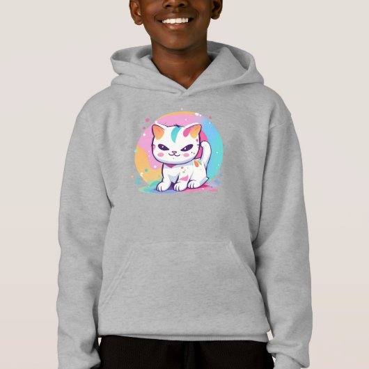 Spielende Katze mit farbenfrohen Spots Hoodie (Vorderseite)
