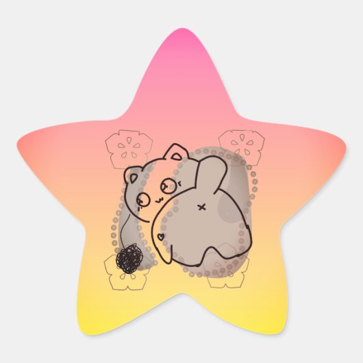 Spielende Katze mit Garn Stern-Aufkleber (Vorderseite)