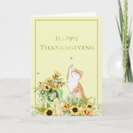 Spielende Katze mit Sonnenblumen Karte