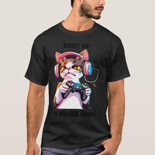 Spielende Katze T-Shirt (Vorderseite)