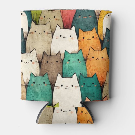 Spielende Katzen | Farbenfrohe Cartoon Kunst, Kult Dosenkühler (Vorderseite)