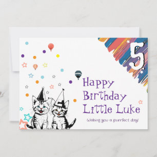 Spielende Katzen Geburtstagsgrußkarte für Kinder Einladung