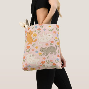 Spielende Katzen und Blume Totbeutel - Adorable Pi Tasche