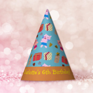 Spielende Katzen und Geschenke Blue Orange Kinderg Partyhütchen