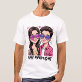 Spielende Liebe Cartoon Couple Mens Tshirt (Vorderseite)