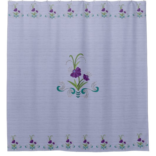 Spielende Lila Blume mit Tumbling Aquamarinen Wirb Duschvorhang (Vorderseite)