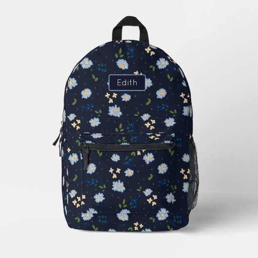 Spielende Marine und blaue Blume mit Namen Bedruckter Rucksack (Vorderseite)