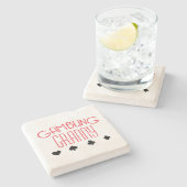 Spielende Oma Steinuntersetzer (Seitenansicht)