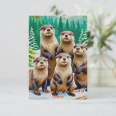Spielende Otter-Freunde Einladung (Stehend Vorderseite)