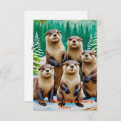 Spielende Otter-Freunde Einladung (Vorne/Hinten)