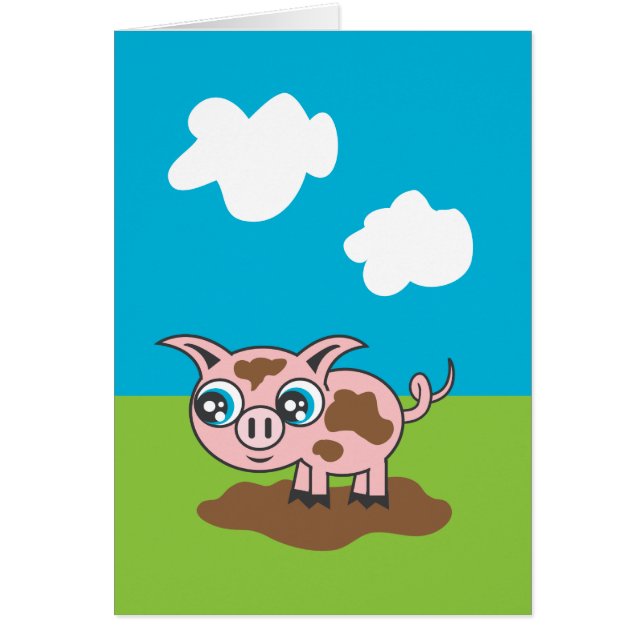 Spielende Piglet Grußkarte (Vorne)