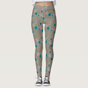 Spielende Retro-kleine Moleküle Universum rosa Bl Leggings