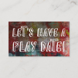 Spielende Schriftart Red Grunge Mommy Play Date Ca Telefonnummerkarte