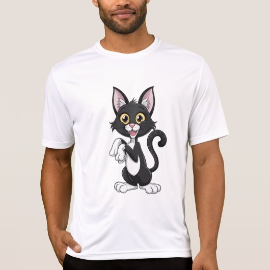 Spielende schwarze Katze mit hellgelben Augen T-Shirt (Vorderseite)