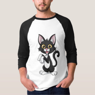 Spielende schwarze Katze mit hellgelben Augen T-Shirt