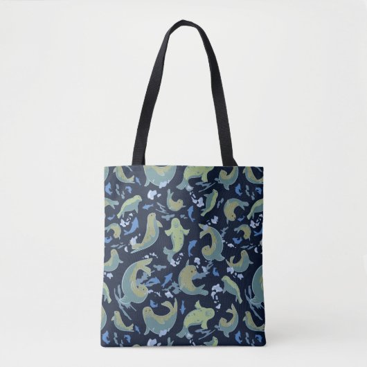 Spielende Siegel Deep Blue Tote Bag Tasche (Vorderseite)