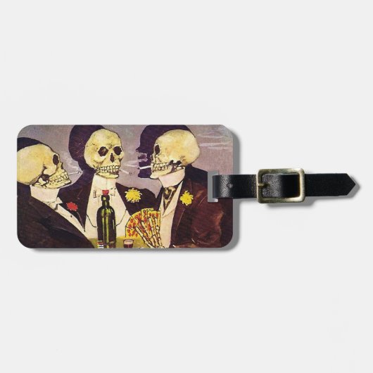 Spielende Skelette Gepäckanhänger (Vorderseite horizontal)