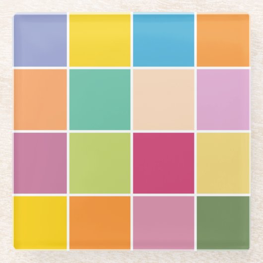 Spielende Springtime-Schachbretter Glasuntersetzer (Vorderseite)