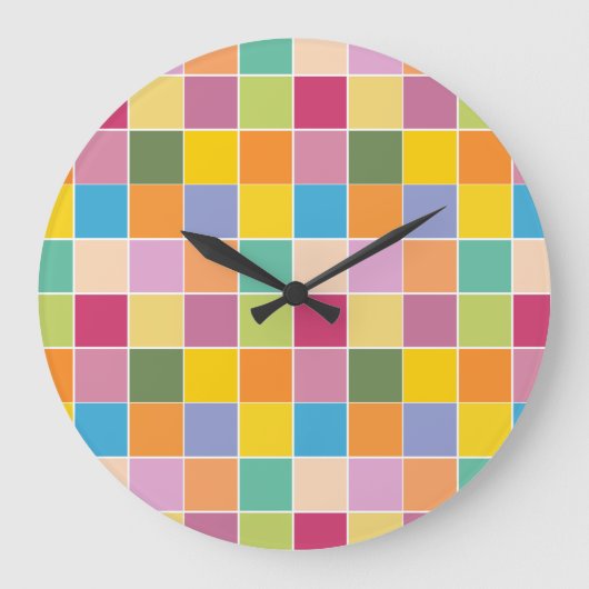 Spielende Springtime-Schachbretter Große Wanduhr (Vorderseite)
