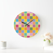 Spielende Springtime-Schachbretter Große Wanduhr (Zuhause)