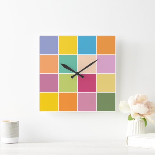 Spielende Springtime-Schachbretter Quadratische Wanduhr (Zuhause)
