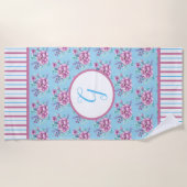 Spielende Streifen und rosa Bouquets Strandtuch (Vorderseite)