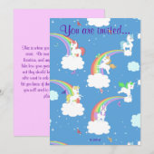 Spielende Unicorn Einladung (Vorne/Hinten)