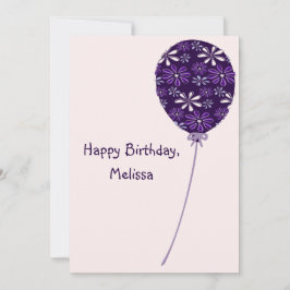 Spielende Violet Blush Ballon Happy Birthday Card Einladung