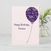 Spielende Violet Blush Ballon Happy Birthday Card Einladung