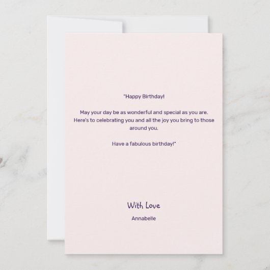 Spielende Violet Blush Ballon Happy Birthday Card Einladung (Rückseite)