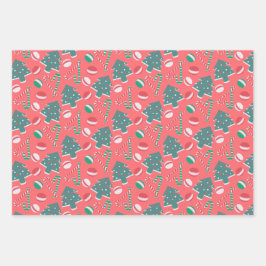 Spielende Weihnachtskandinen - Set Nr. 6 Geschenkpapier Set