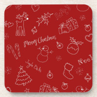 Spielende Weihnachtssymbole Plastische Untersetzer