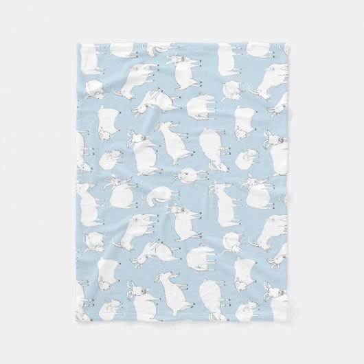 Spielende Ziegen - Babyblau Fleecedecke (Vorderseite)
