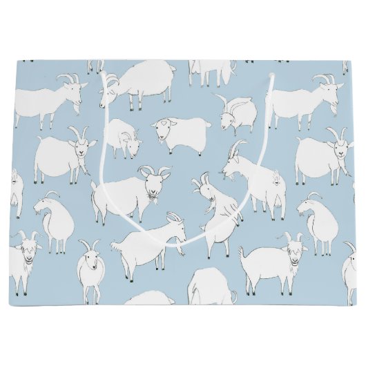 Spielende Ziegen - Babyblau Große Geschenktüte (Vorderseite)