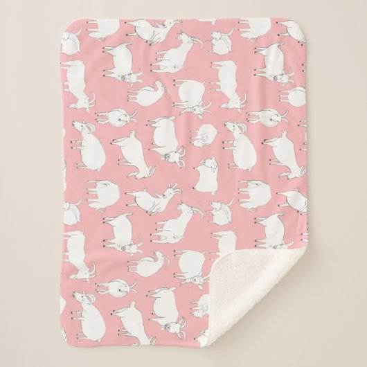 Spielende Ziegen - Babyrosa Sherpadecke (Vorderseite)
