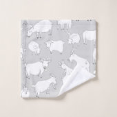 Spielende Ziegen - Grau Badhandtuch Set (Waschlappen)