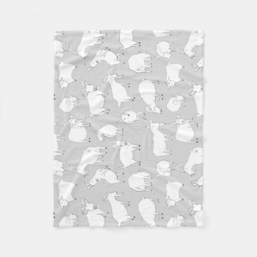 Spielende Ziegen - Grau Fleecedecke (Vorderseite)