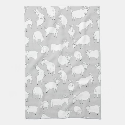 Spielende Ziegen - Grau Geschirrtuch (Vertikal)