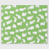 Spielende Ziegen - Grün Geschenkpapier (Flach)