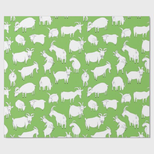 Spielende Ziegen - Grün Geschenkpapier (Flach)