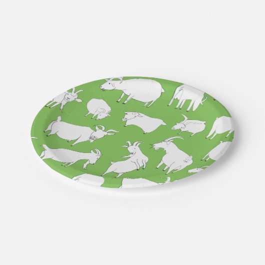 Spielende Ziegen - Grün Pappteller (Schrägansicht)