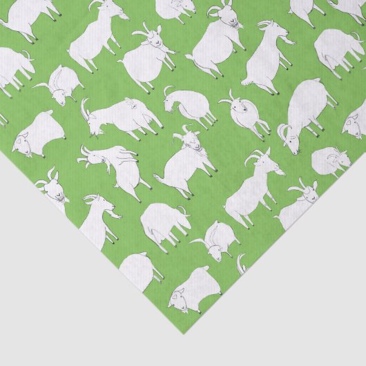 Spielende Ziegen - Grün Seidenpapier (Ausschnitt)