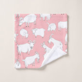Spielende Ziegen - Rosa Badhandtuch Set (Waschlappen)